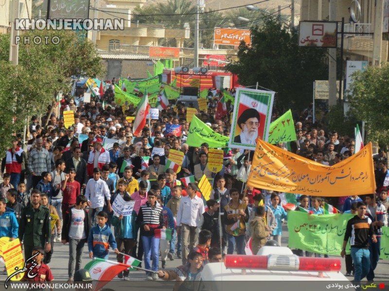 گزارش تصویری: حماسه تسنن و تشیع خنج در راهپیمایی 22 بهمن