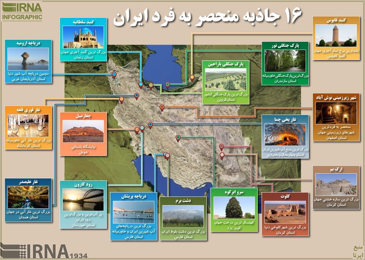اینفوگرافیک/ 16جاذبه منحصر به فرد در ایران