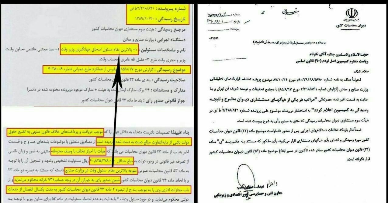 حکم انفصال از خدمت جهانگیری بهدلیل دریافت ۶میلیارد تومان حکم انفصال از خدمت جهانگیری بهدلیل دریافت ۶میلیارد تومان
