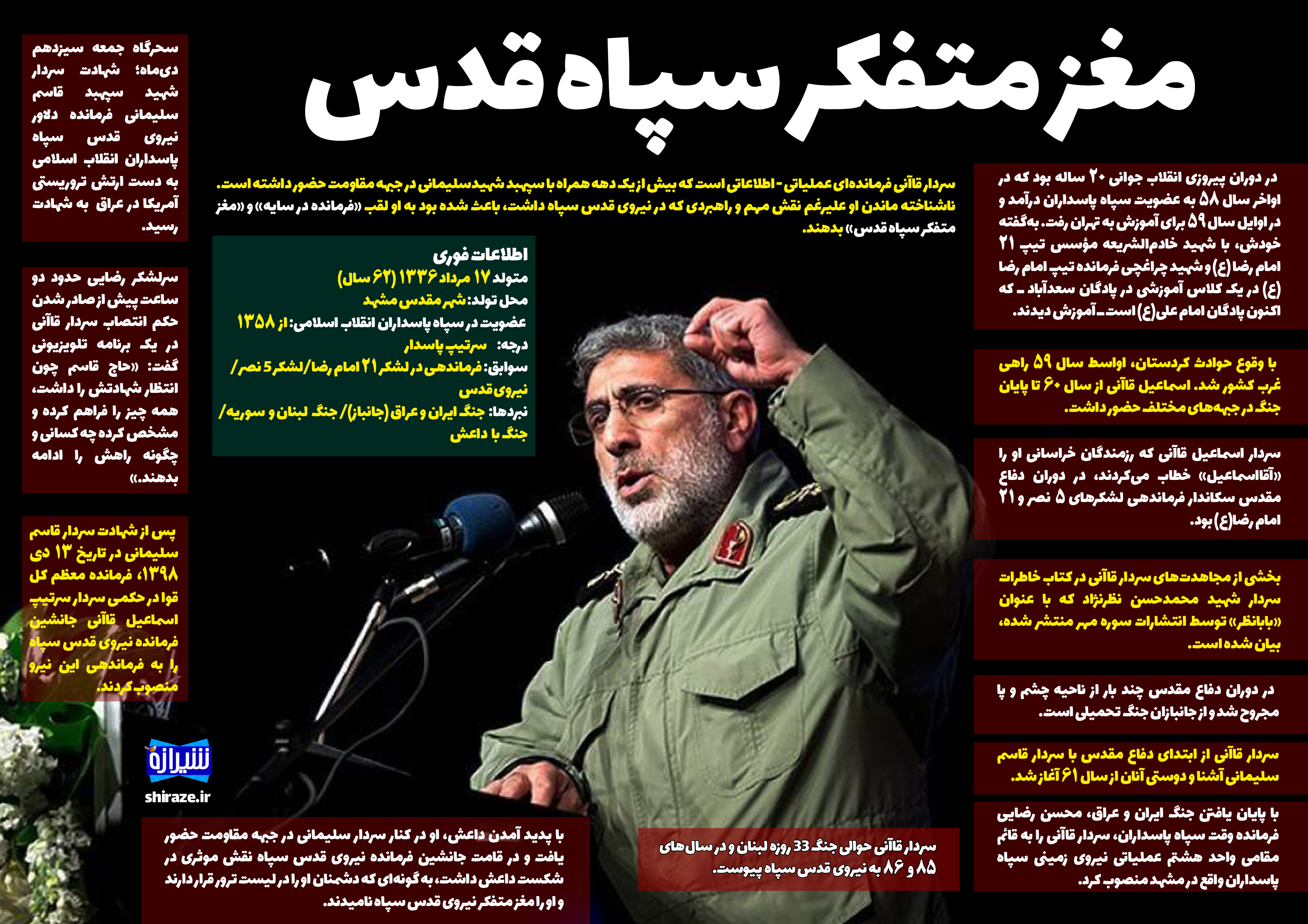 اینفوگرافیک/ سردار قاآنی فرمانده جدید سپاه قدس کیست؟ اینفوگرافیک/ سردار قاآنی فرمانده جدید سپاه قدس کیست؟