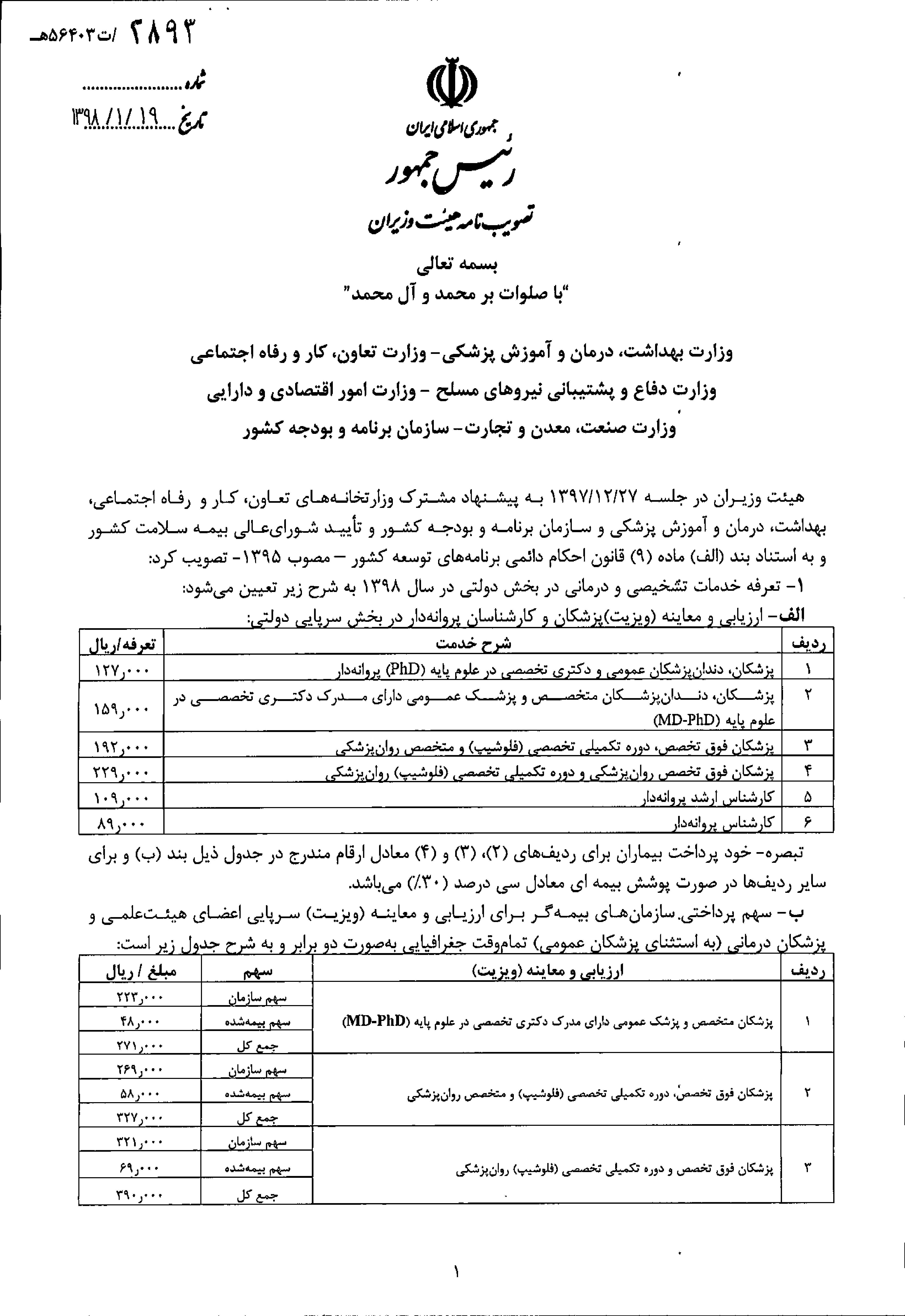 ابلاغ تعرفه های خدمات درمانی تمامی مراکز پزشکی ابلاغ تعرفه های خدمات درمانی تمامی مراکز پزشکی