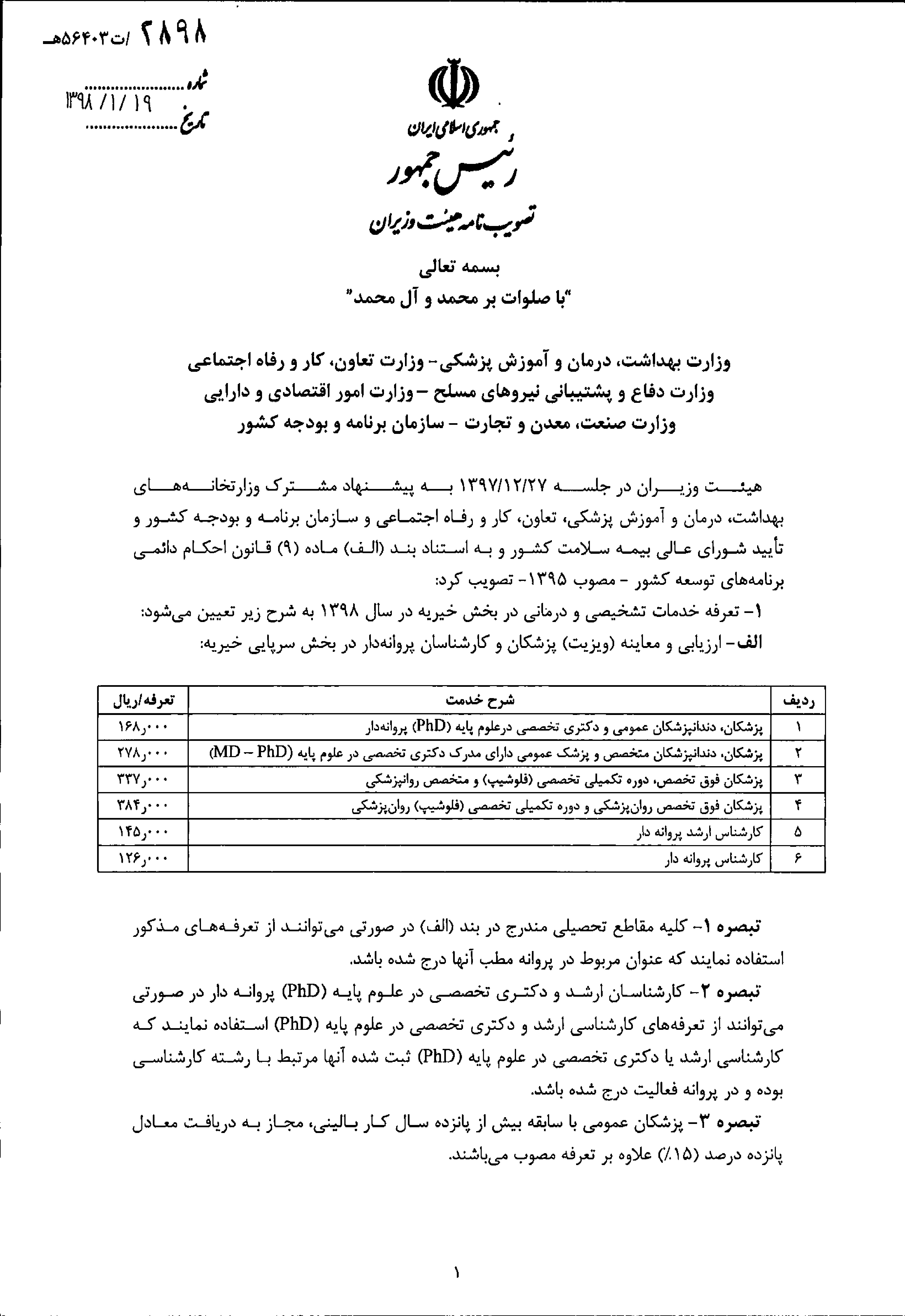ابلاغ تعرفه های خدمات درمانی تمامی مراکز پزشکی ابلاغ تعرفه های خدمات درمانی تمامی مراکز پزشکی