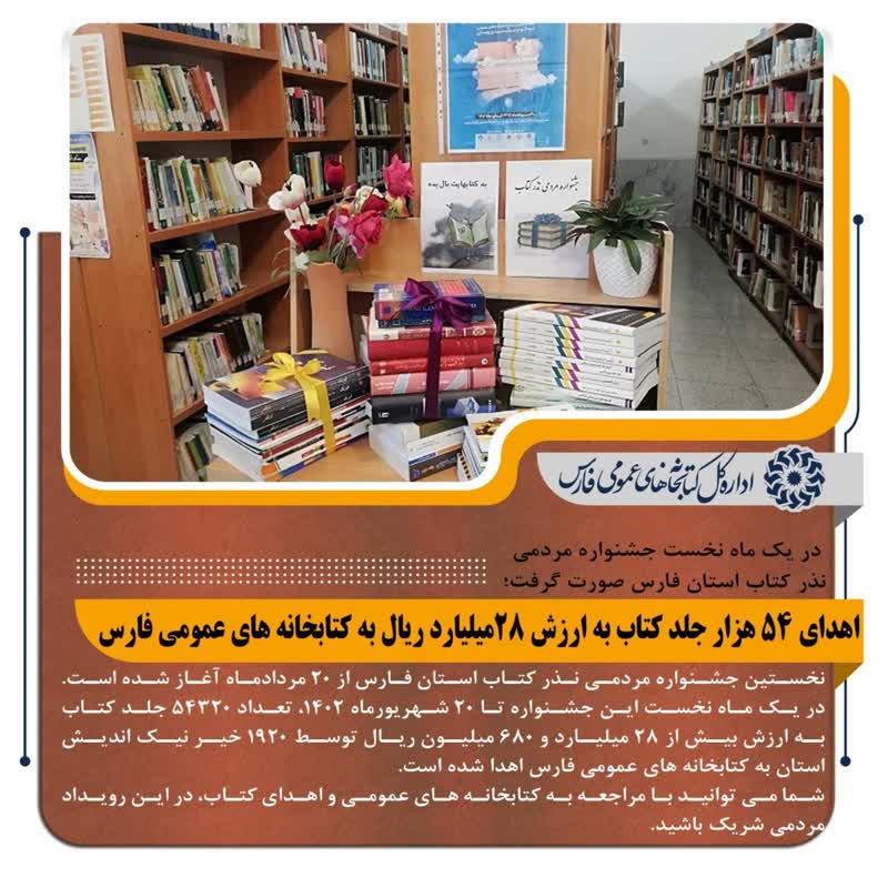 اهدا ۵۴ هزار جلد کتاب به کتابخانههای عمومی اهدا ۵۴ هزار جلد کتاب به کتابخانههای عمومی