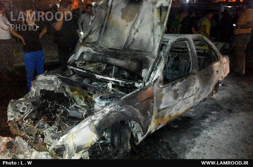 حریق خودروی 405 در لامرد