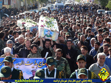 تشییع با شکوه پیکر شهیدان هدایت الله غلامی و سجاد دهقان شهدای مدافع حرم در فراشبند